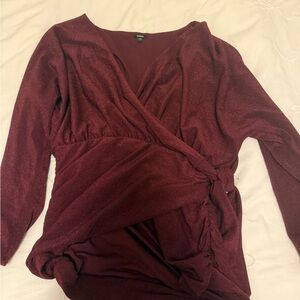 Elegant Burgundy Wrap Top Express size large brand new